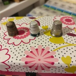Set of Three Metal Thimbles All Vintage